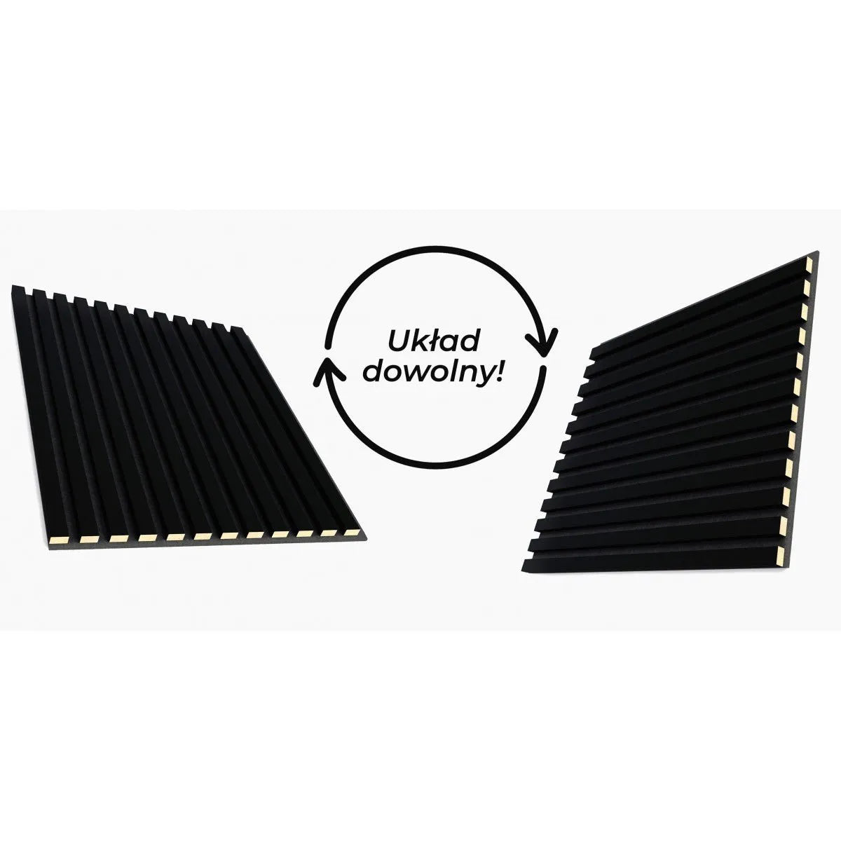 Wooden Acoustic Panels - BLACK Wall Slats on white background DecorMania.eu
